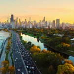 Vue aerienne de Chicago et Lincoln Park